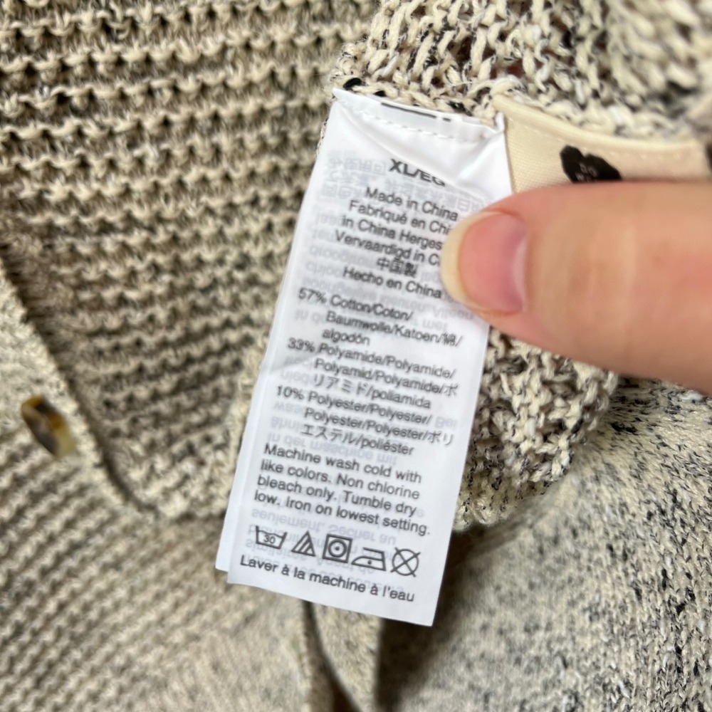 Madewell Womens XL Gray Marled HArtley Open Knit V-Neck Button Front Cardigan - Picture 5 of 5